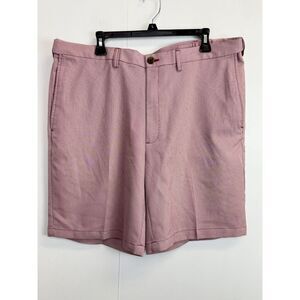 Haggar Cool 18 Pro‎ Shorts Mens 40 Red White Striped UPF Expandable Waist 10"